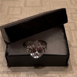 5.60Ct Pear shape AAA CZ stainless steel ring, size 8